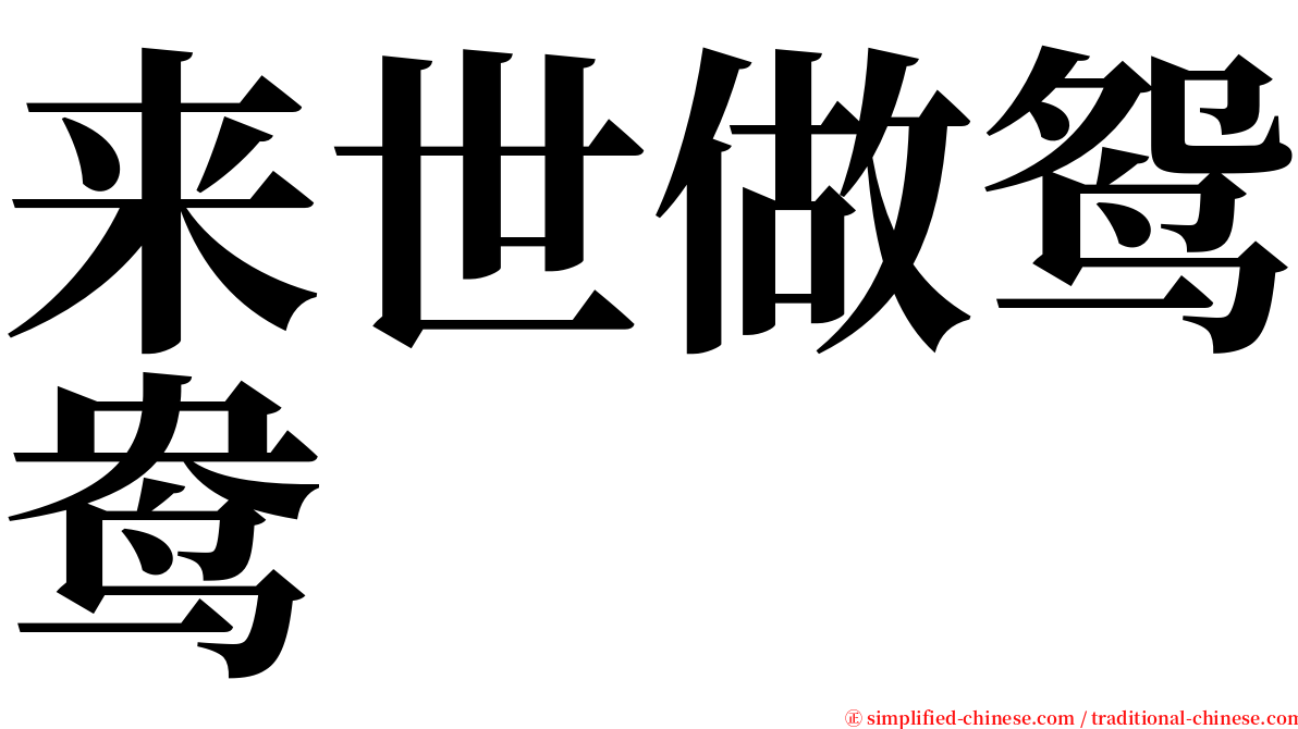 来世做鸳鸯　 serif font